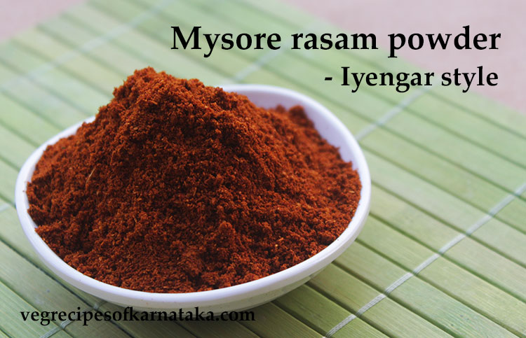 Mysore rasam powder or Iyengar puliyogare powder recipe