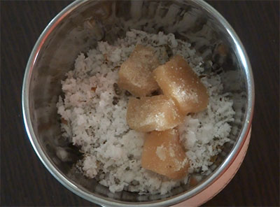 coconut and jaggery for pumpkin sweet idli