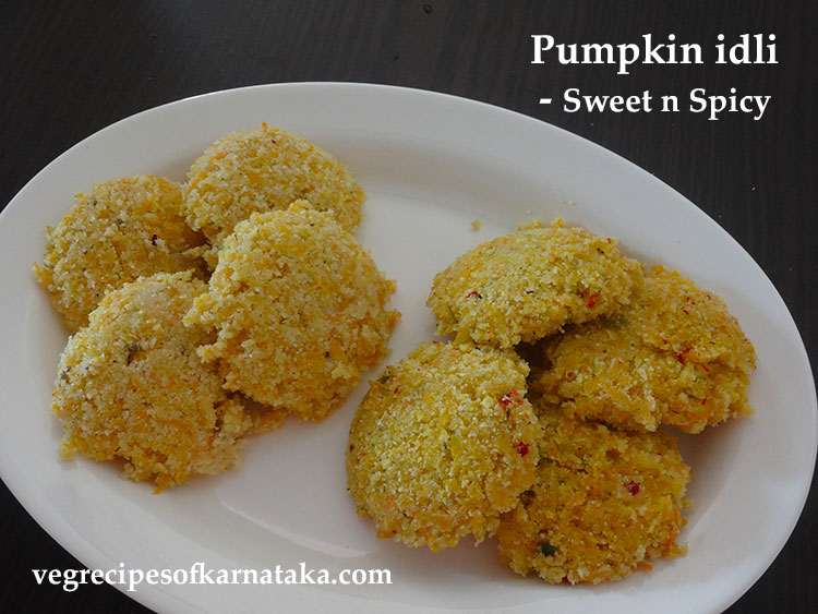 pumpkin sweet idli recipe, pumpkin spicy idli