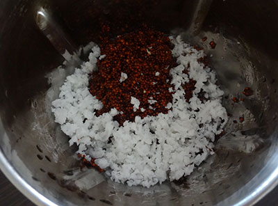 grind rice and coconut for ragi halbai or halubai