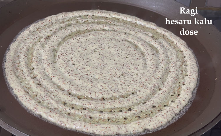 ragi hesarukalu mung bean dosa