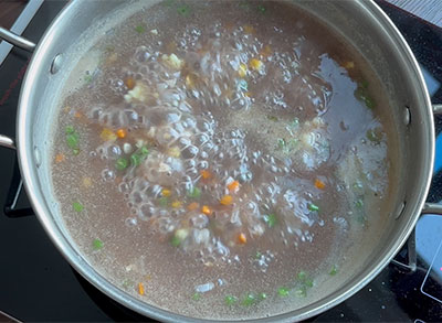 boiling ragi soup or finger millet recipe