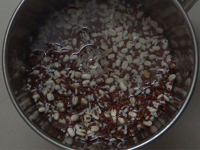 grinding rice and dal for ragi uttappam or onion dosa recipe