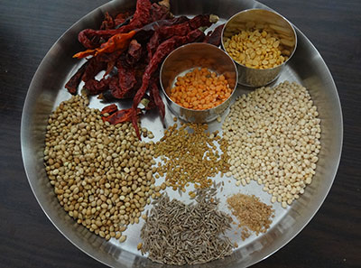 ingrediets for mysore style sambar powder recipe