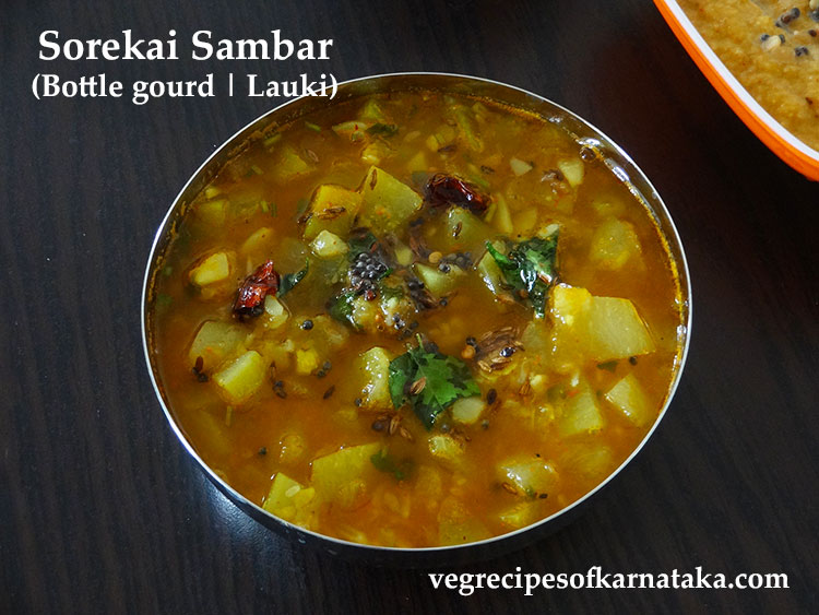 sorekai bol koddel or bottle gourd sambar
