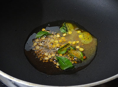 tempering for sorekai palya or bottle gourd stir fry
