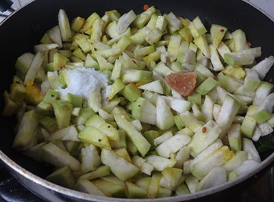salt and jaggery for sorekai palya or bottle gourd stir fry
