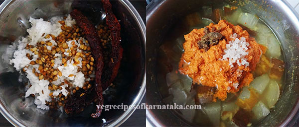 making southekayi or cucumber sambar