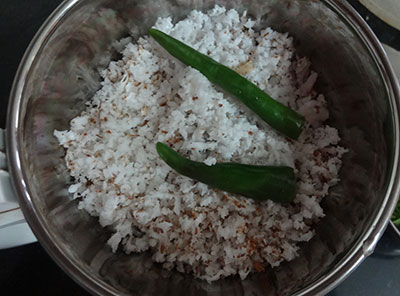 grinding coconut and chilli for southekayi or cucumber idli