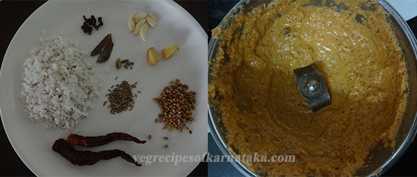 grinding masala for tomato bath or tomato rice