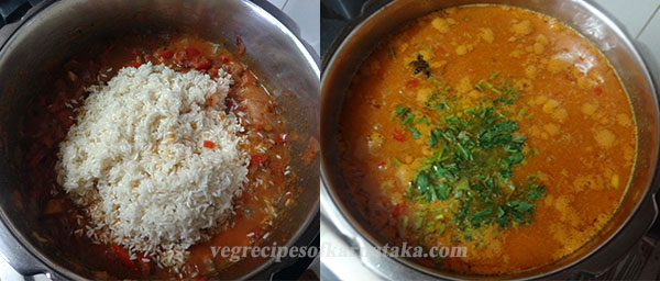 rice and water for tomato bath or tomato rice