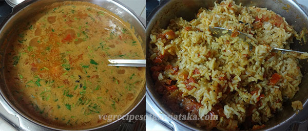 making karnataka style tomato bath or tomato rice