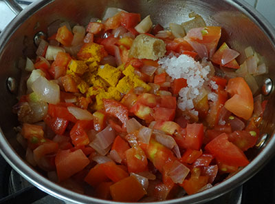 salt and turmeric for tomato onion chutney or red chutney