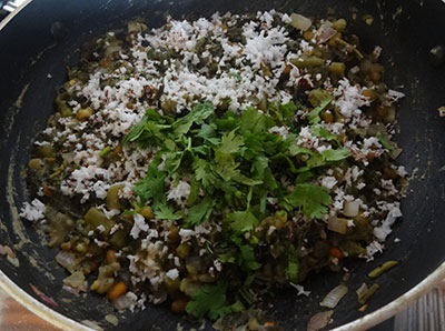 coconut and coriander leaves for upsaaru palya