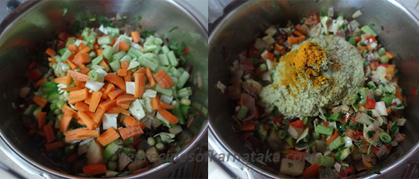 vegetable and masala for karnataka style pulao