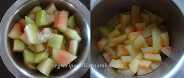 cooking watermelon rind for chutney
