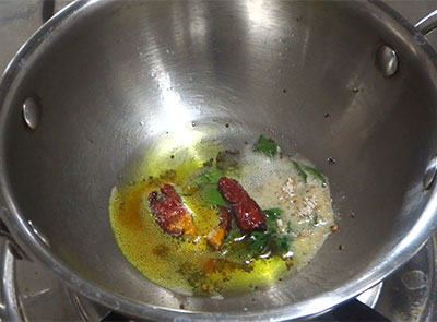 tempering for tomato onion chutney or red chutney