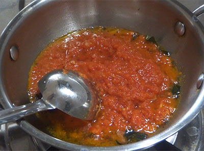 ground tomato onion paste for tomato onion chutney or red chutney