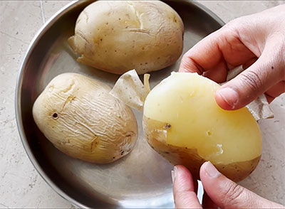 peeled potatoes for aloo jeera or potato fry recipe