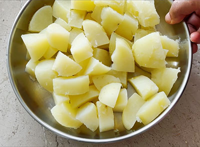 chopped potatoes for aloo jeera or potato fry recipe