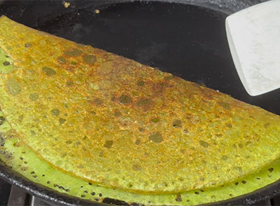 batani or green peas dosa recipe on iron pan