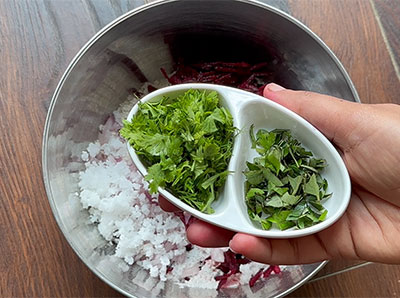 water, salt and optional ingredients for beetroot dosa recipe