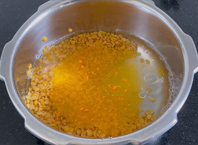 cooking dal for bele tovve or thove recipe