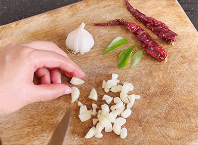 chopped garlic for bellulli tambli or garlic tambuli recipe