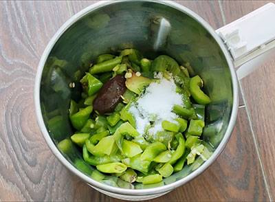 salt and tamarind for capsicum green chilli chutney recipe