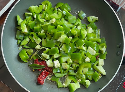 chopped capsicum for dappa menasu mosaru sasive or capsicum raita