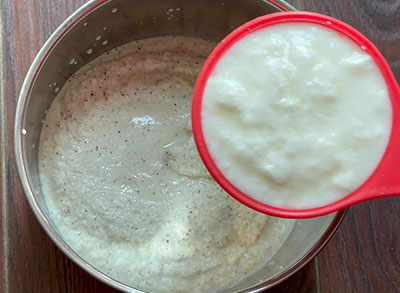 ground paste and curd for dappa menasu mosaru sasive or capsicum raita