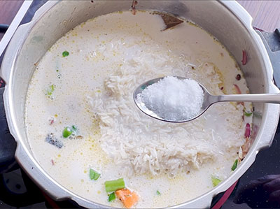 salt for coconut milk pulao or kaayi haalina rice recipe