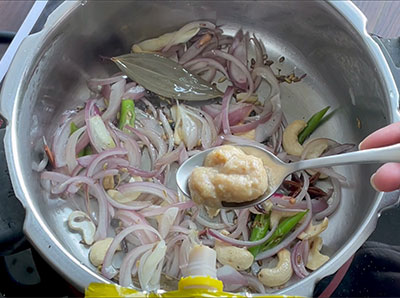 ginger garlic paste for coconut milk pulao or kaayi haalina rice recipe
