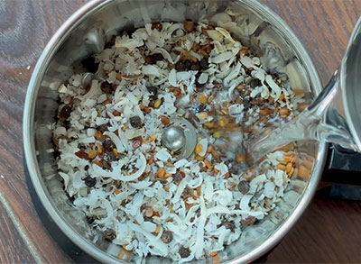grinding spices for haalu menasina saaru or milk pepper rasam