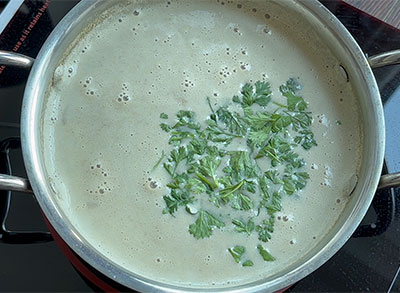 coriander leaves for haalu menasina saaru or milk pepper rasam