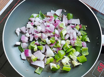 onion and capsicum for heerekayi gojju or ridgegourd recipe