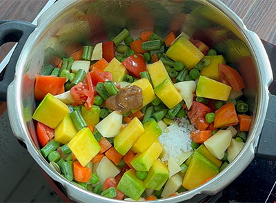 salt and tamarind for kootu or mixed veg sambar recipe