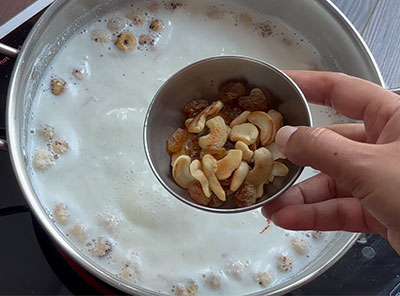 fried cashews and raisins for tavare beeja payasa or makhana kheer