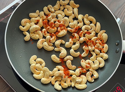 coriander leaves and salt for masala cashew or roasted kaju recipe