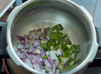 onion and capsicum for navane khichdi or siridhanya recipes