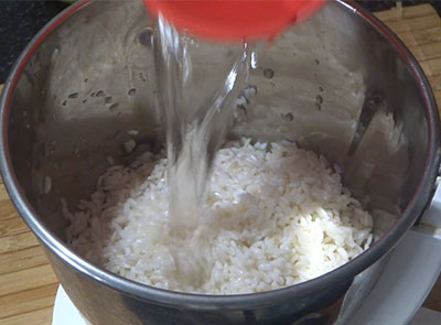 grinding rice for new tasty rice breakfast using rice and vegetables