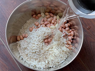 rice, peanut and poha for peanut dosa or shenga dose