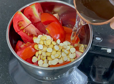 tomato and roasted gram for quick onion sambar recipe