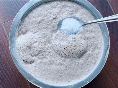 fermented batter and salt for ragi godhi dose or ragi flour wheat flour dosa