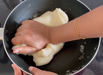 kneading dough for rave rotti or plain rava roti recipe