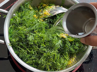 chopped dill leaves for sabsige soppu palya or dill leaves stir fry recipe