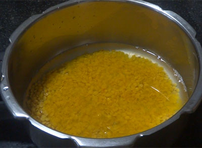 cooking dal for thili saaru or rayara mata or raghavendra mutt rasam